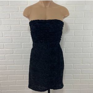 B# black sparkly strapless dress